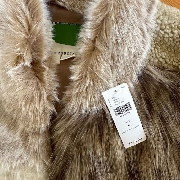 Anthropologie NWT Marlena Faux Fur Patchwork Waistcoast Vest Size L - Picture 5 of 7